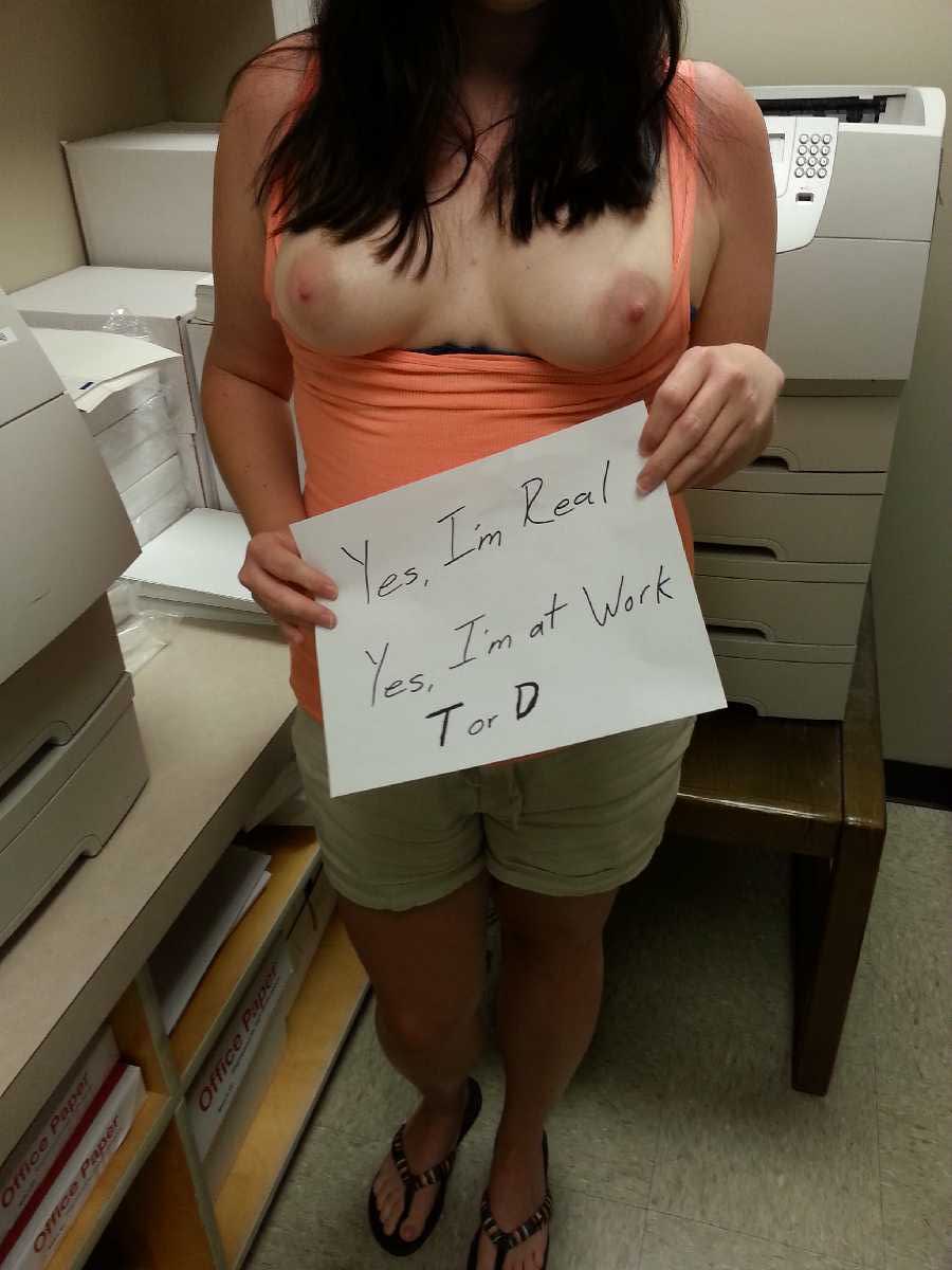 flashing tits at work