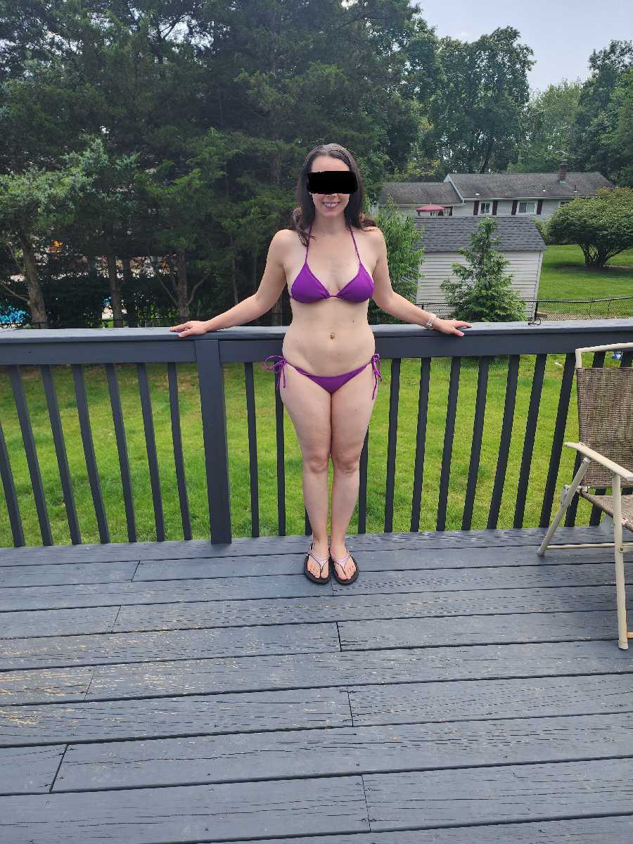 Bikini & Boobs Exposed to Neighbors in the Yard!