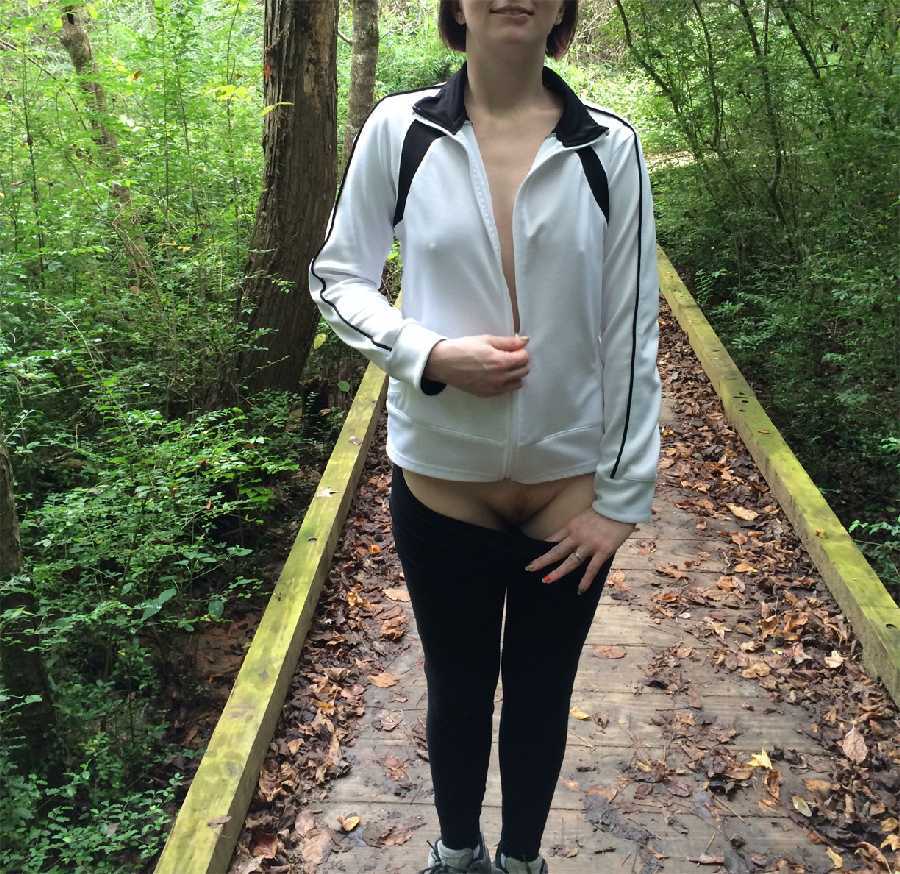 Walking & Flashing on a Nearby Trail!