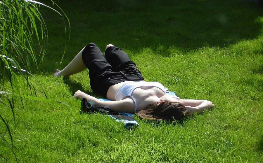 Laying on the Grass in a Sexy Way