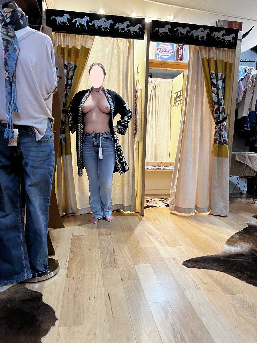 Trying on Clothes & giving a Show! - Wife Tits!