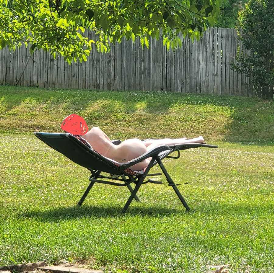 Laying out Naked in the Yard - Wife