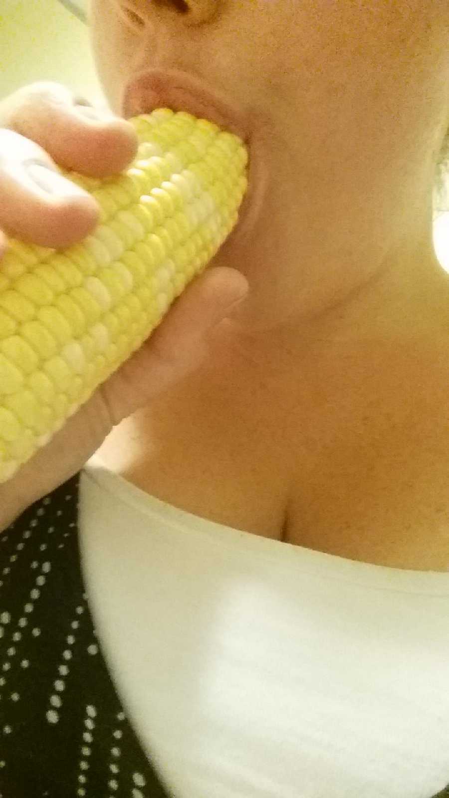 Sexy Pose with Corn from Wife