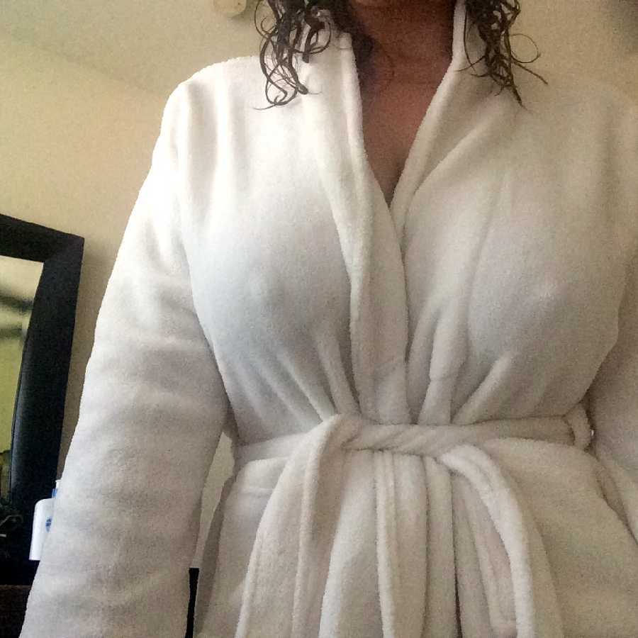 Opening Her Bathrobe