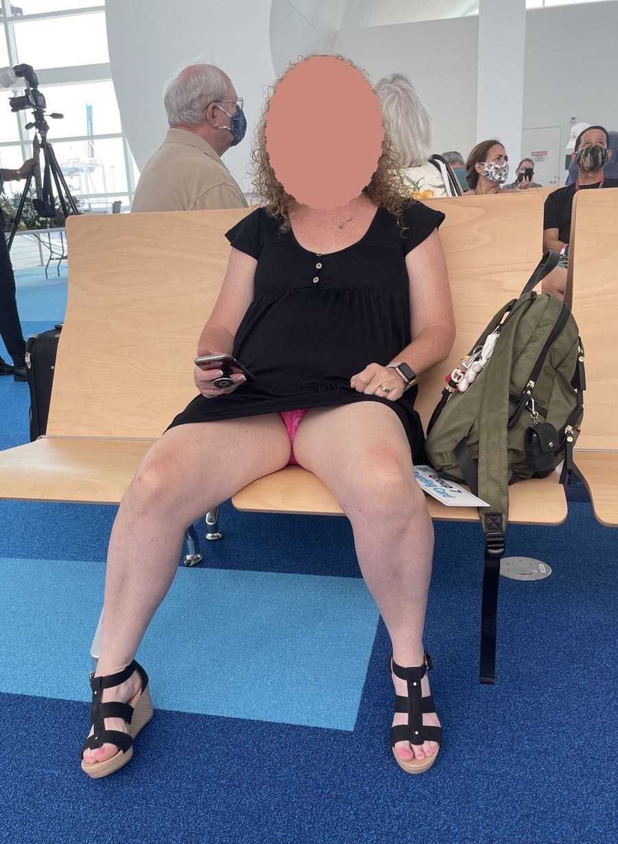 Flashing her Panties at the Cruise Terminal