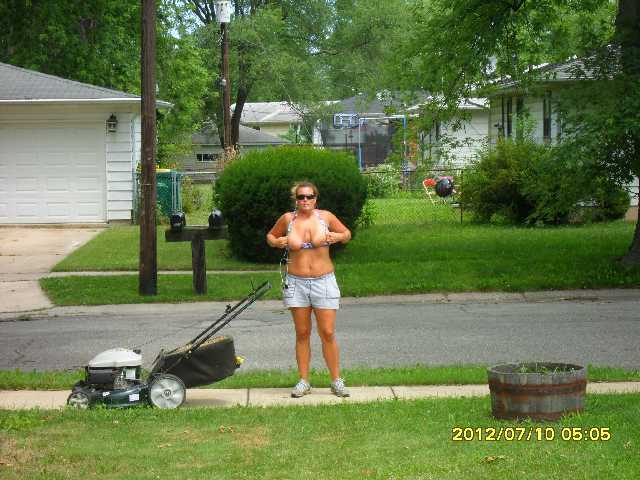 Mowing the Lawn Nude Dare - Amateur Wife