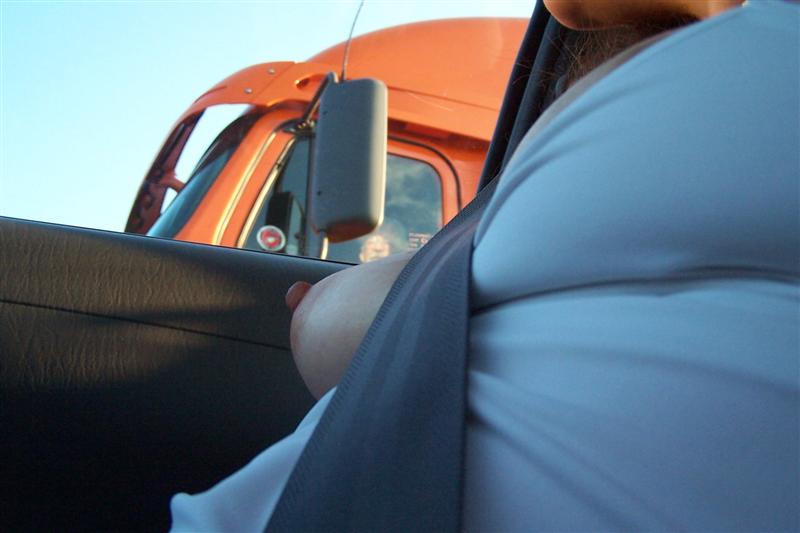 Flashing Boobs To Truckers