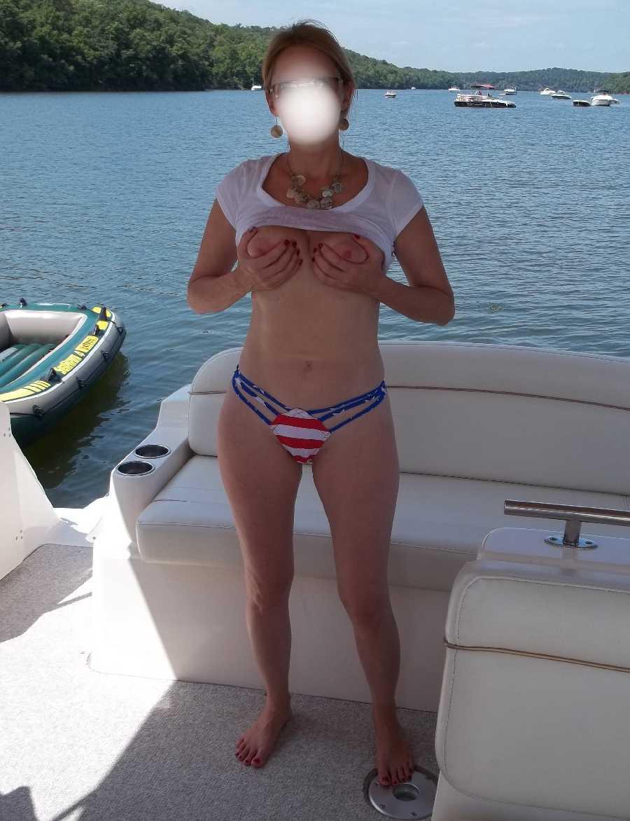 Nude Wife Flashing Her Tits and Bare Bum on a Boat