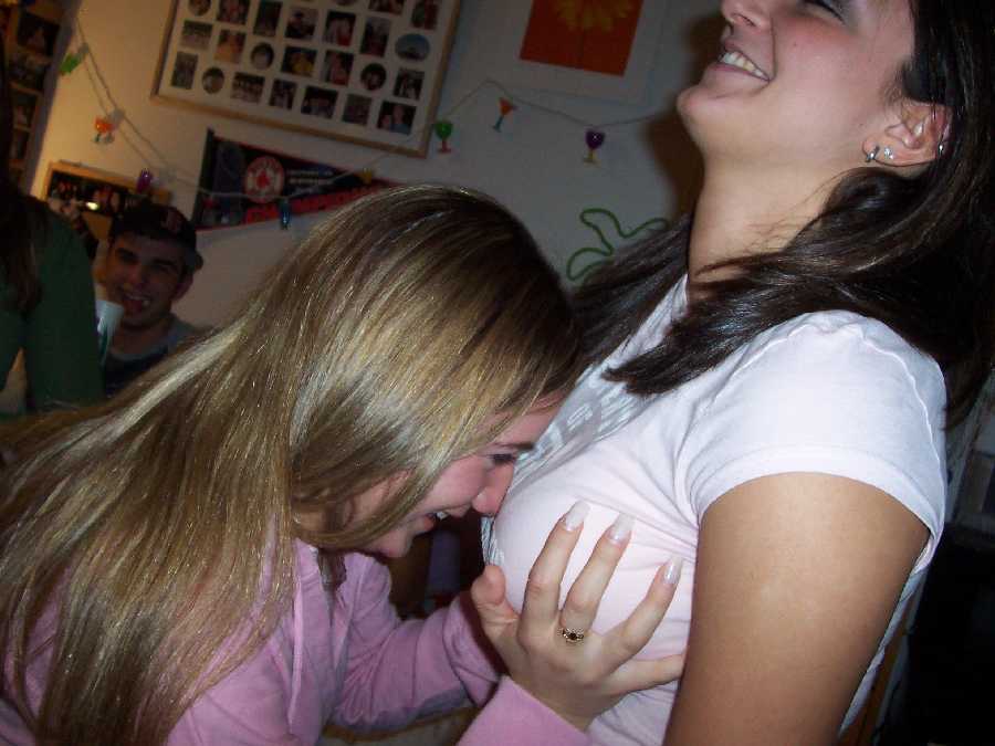 She Grabs Her Friends Boobs