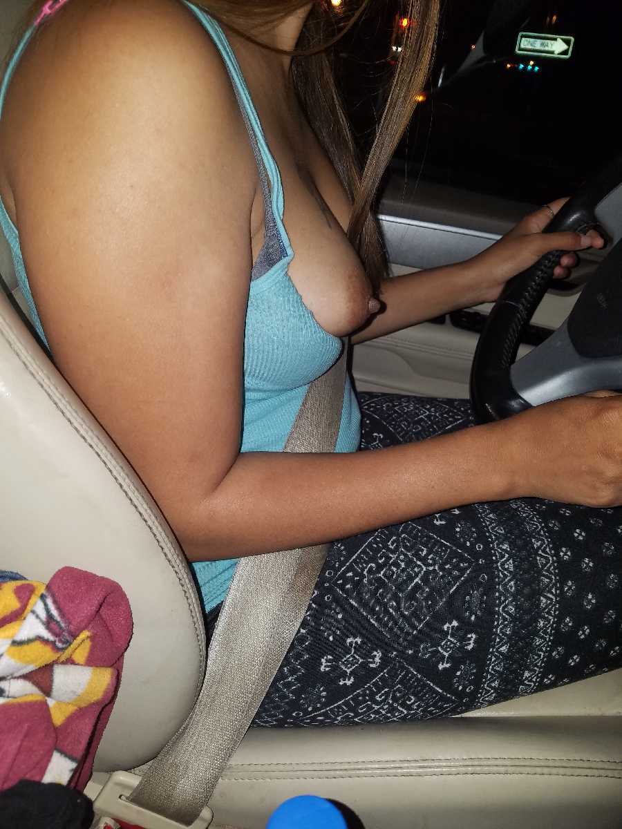 Driving with Her Tits Out