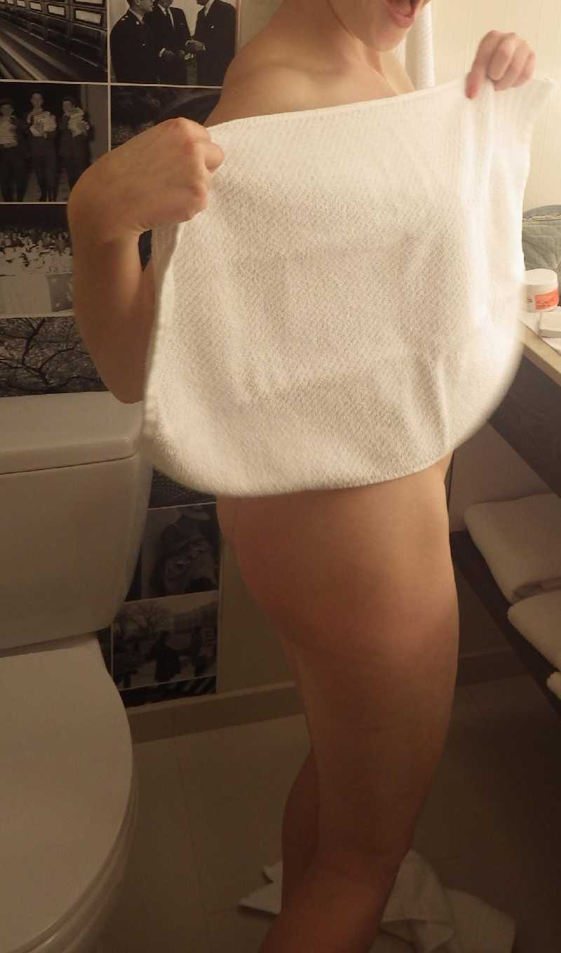 Girlfriend Nude Holding a Towel