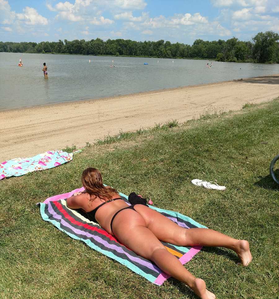 In her Thong, at the Lake