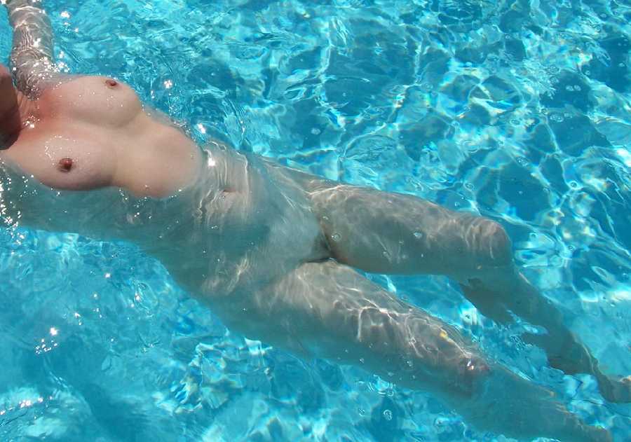 Naked Alison Angel Swimming Play In Pool.