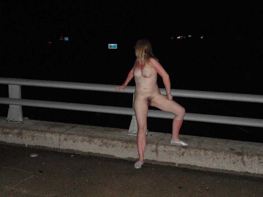 Wife Nude on Overpass