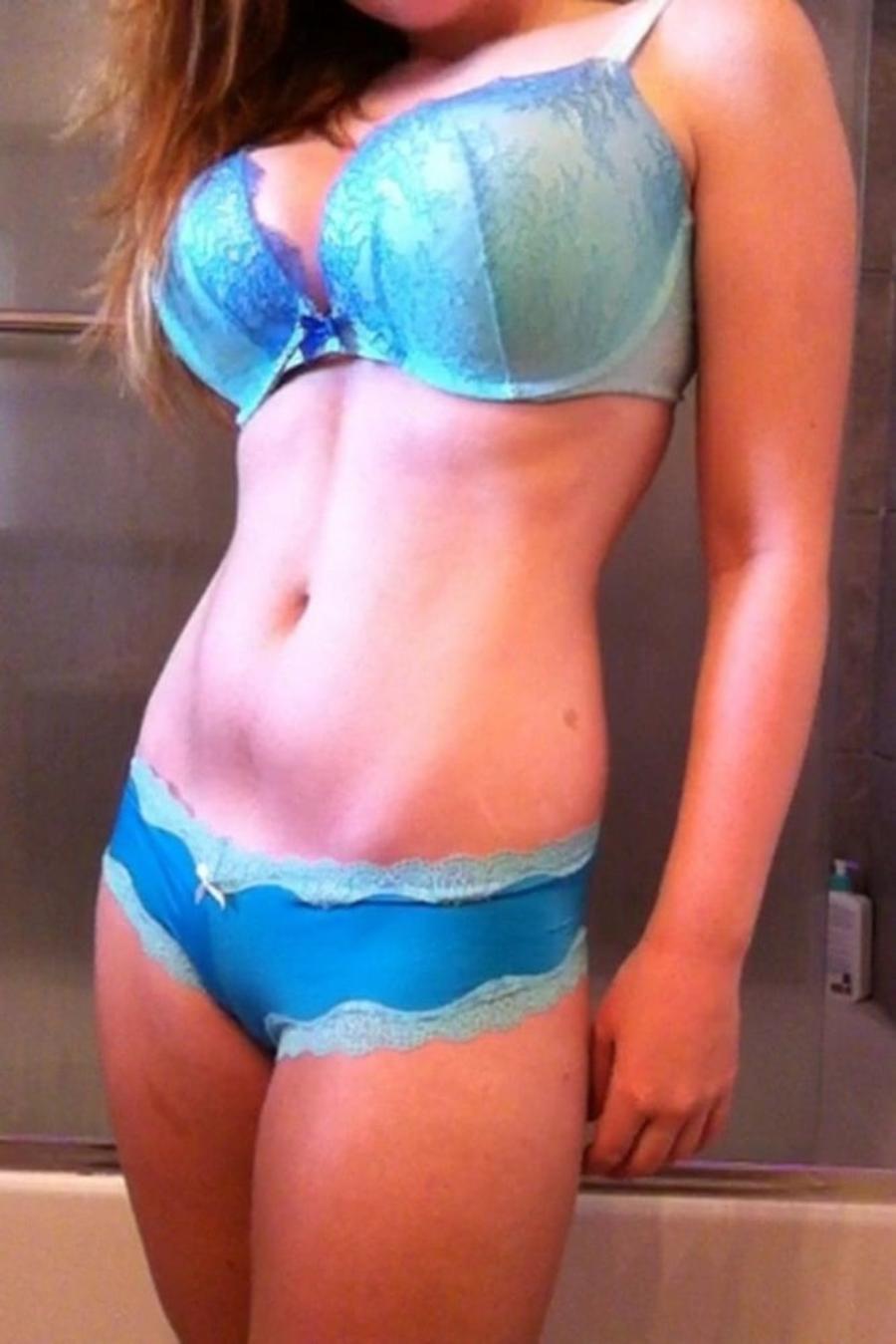 Blue Matching set before my Shower  - Sexy Amateur Dare