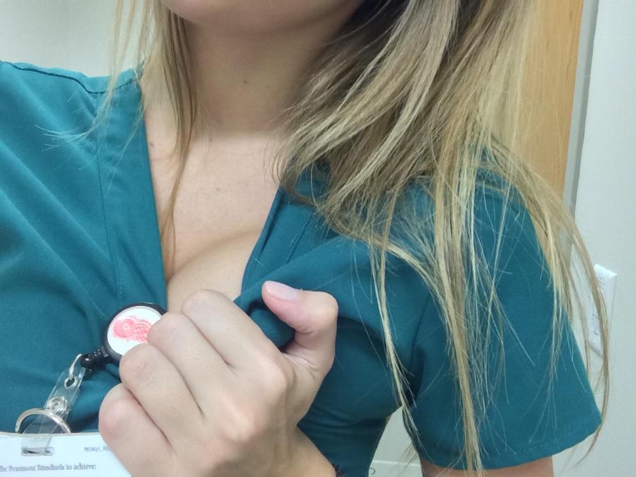 Hot Young Nurse Flashing at her Work Bathroom - Sexy Amateur Dare