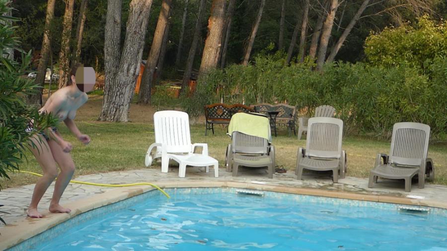 Young Wife is Swimming Topless at the B&B Pool  - Sexy Amateur Dare