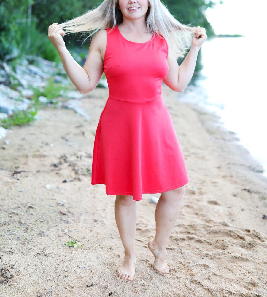 Wife takes off her Red Dress by the Water on a Dare - Sexy Amateur Dare
