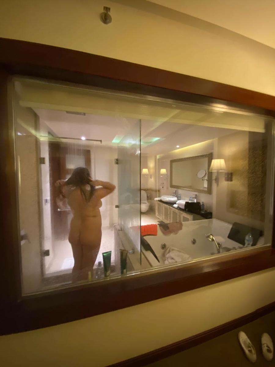 Wife Pics thru the Shower Glass Window - Sexy Amateur Dare