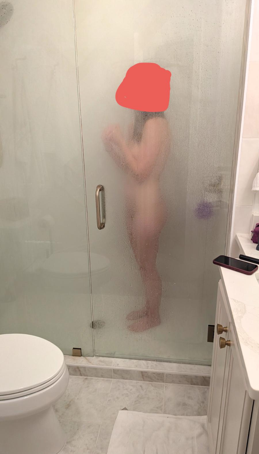 Naked Wife thru the Shower Glass Door - Sexy Amateur Dare