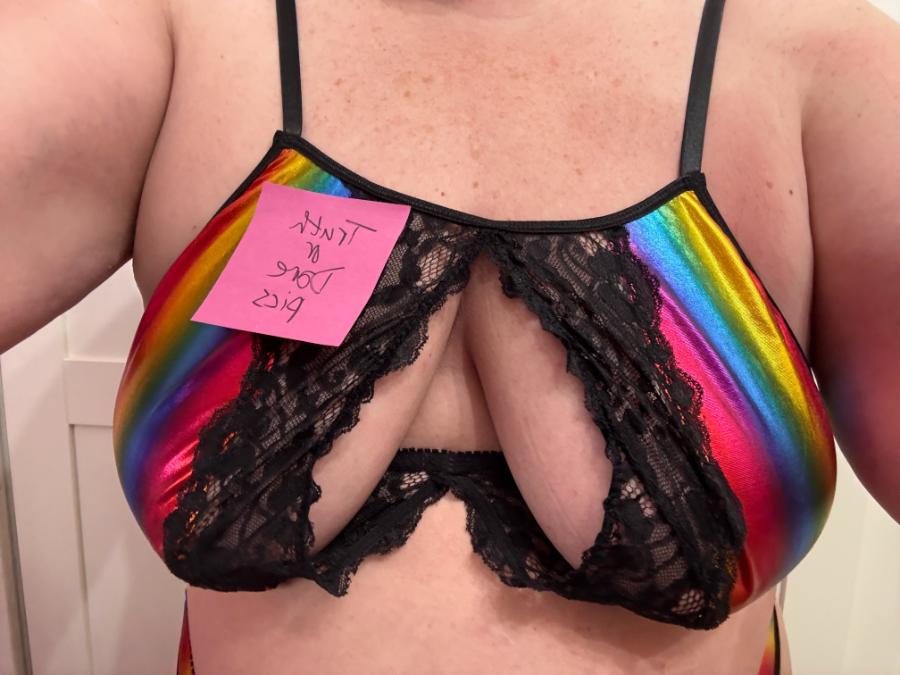 Boobs in Rainbow Bra Dare