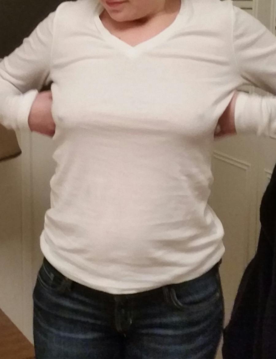 Wife about to take off her Shirt - Sexy Amateur Dare