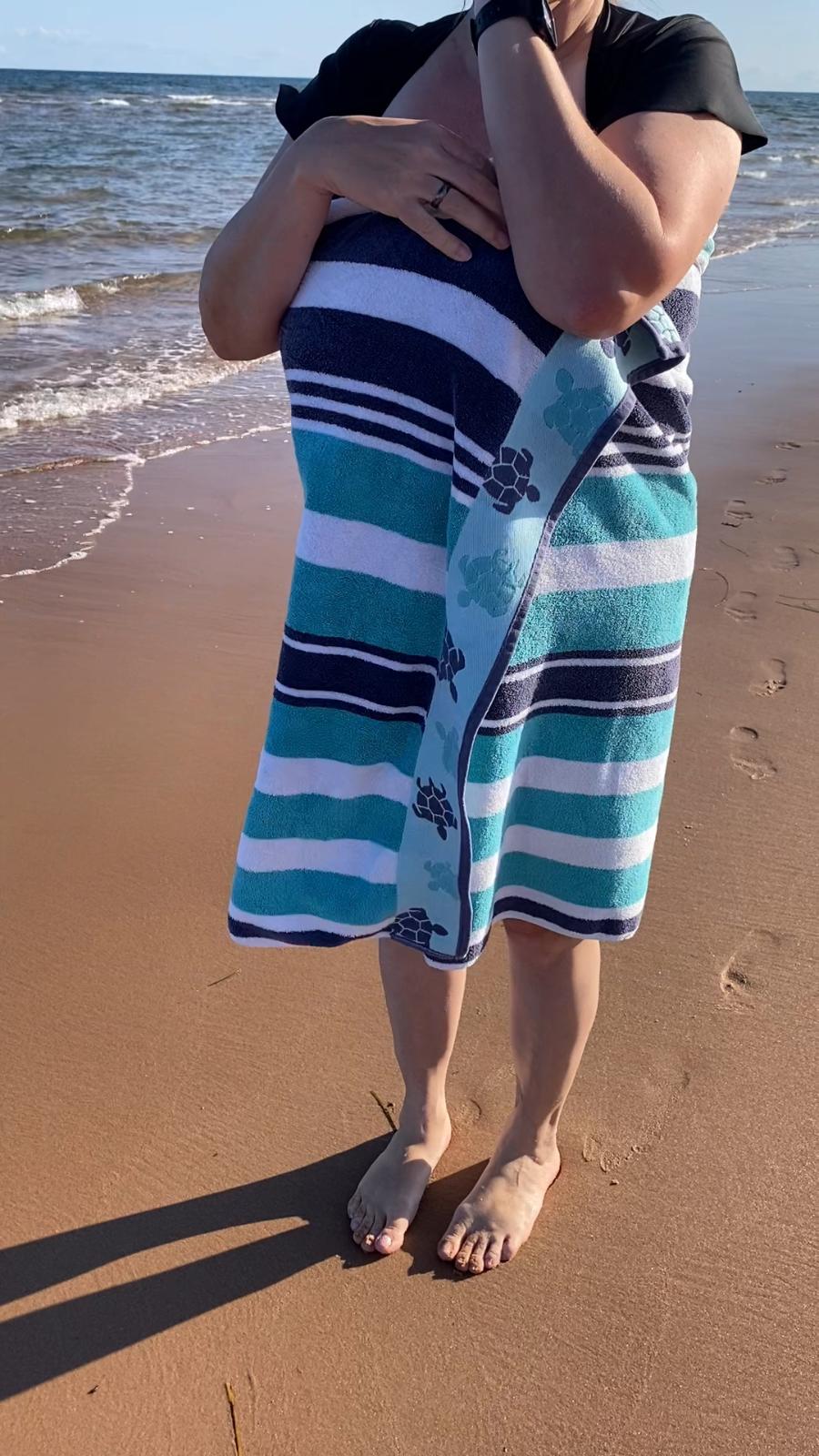 Wife at a Secluded Beach Breast Pics Photo Session - Amateur MILF