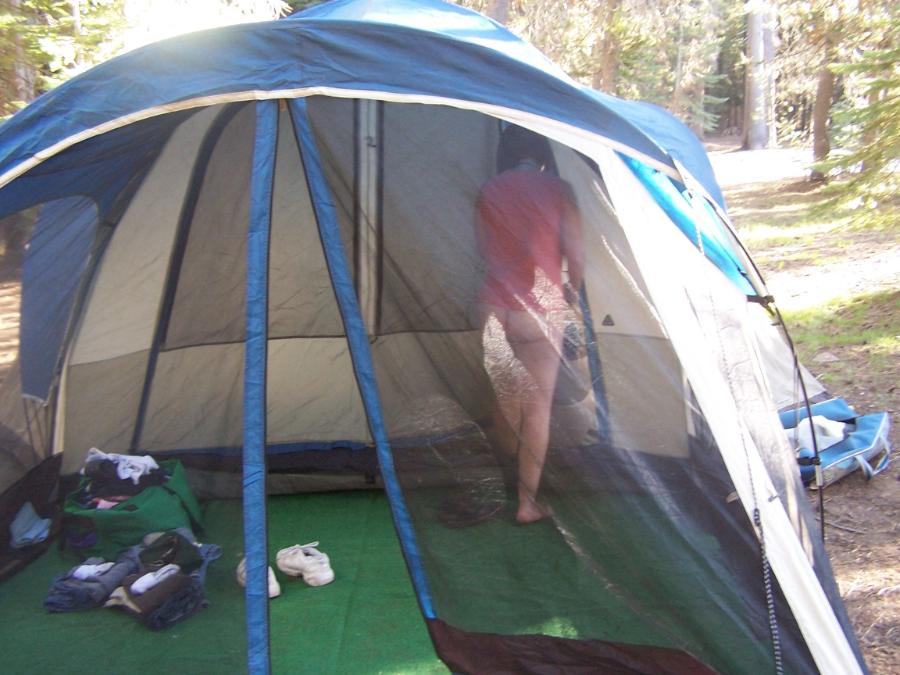 Wife Bottomless while in Tent Camping