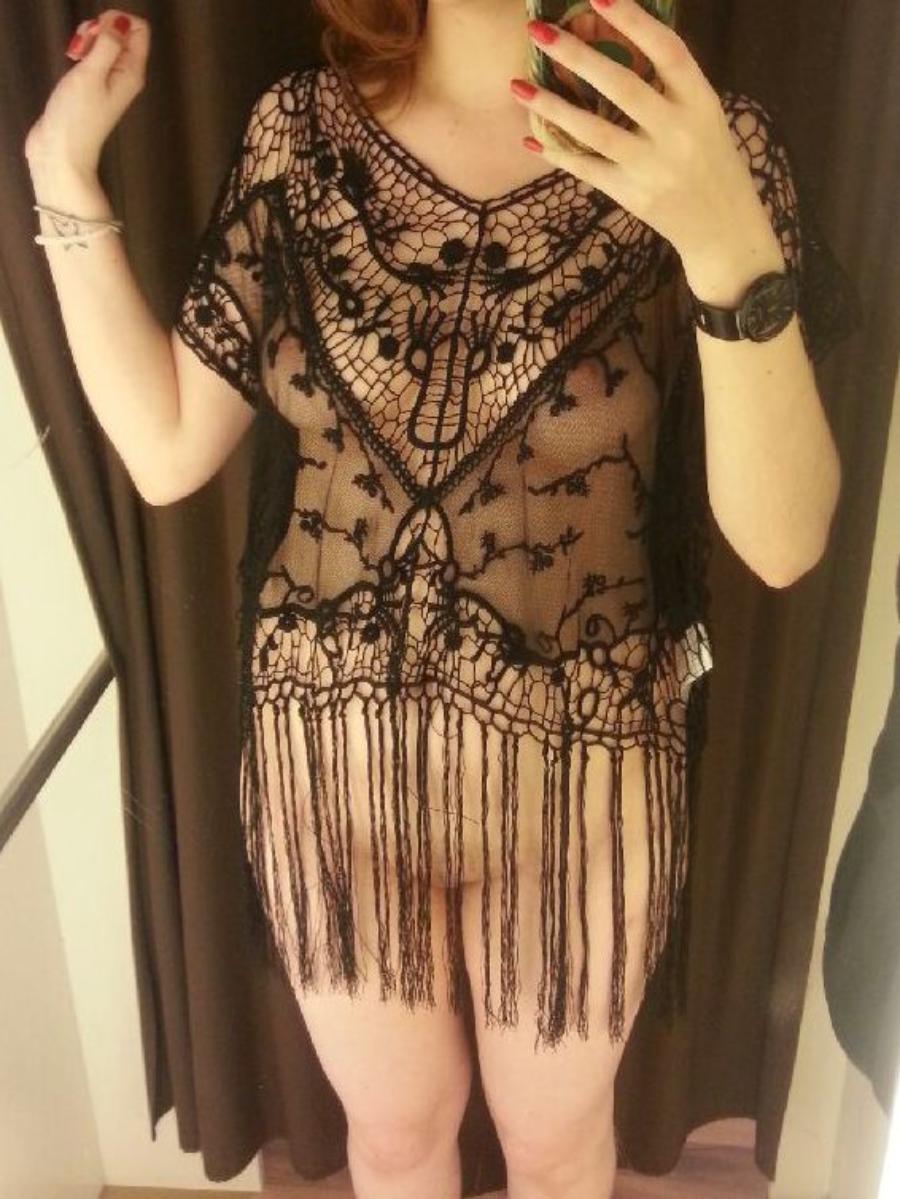 French Wife Naked in the Dressing Room - Sexy Amateur Dare