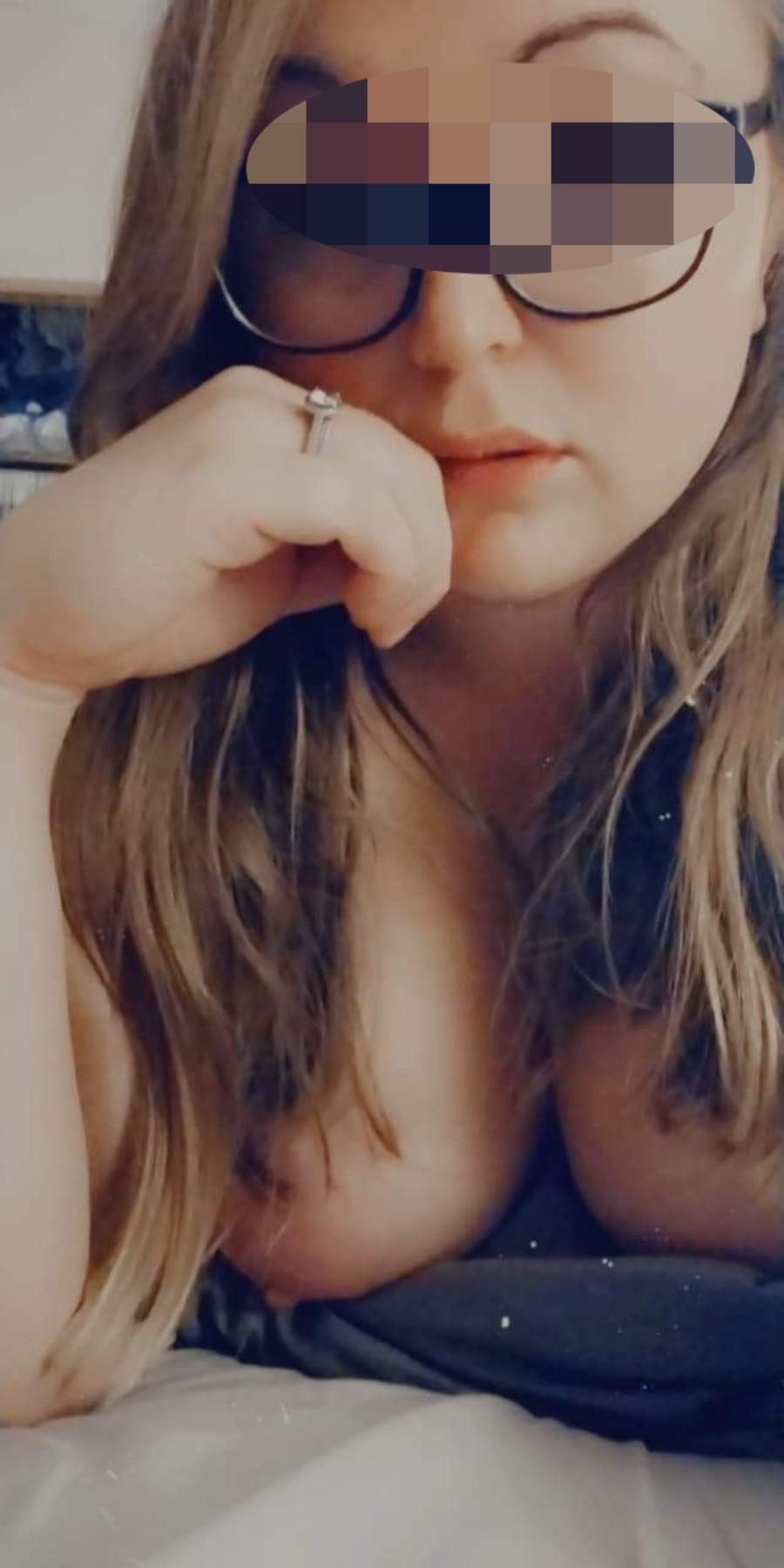 Curvy Woman with Glasses, Blurred out eyes with Big Bare Boobs 