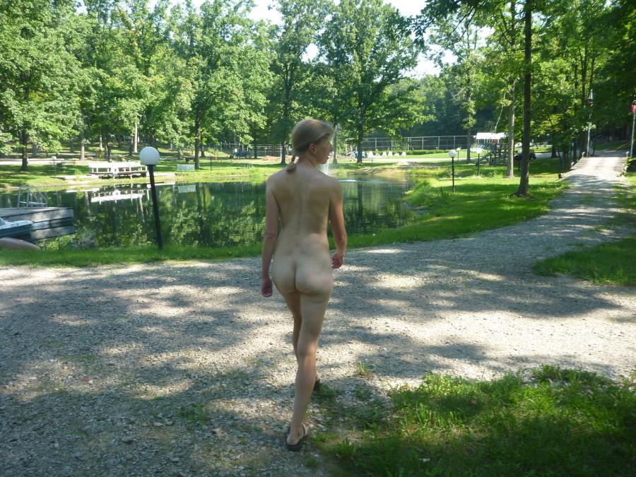 Naked in the Park near Trees