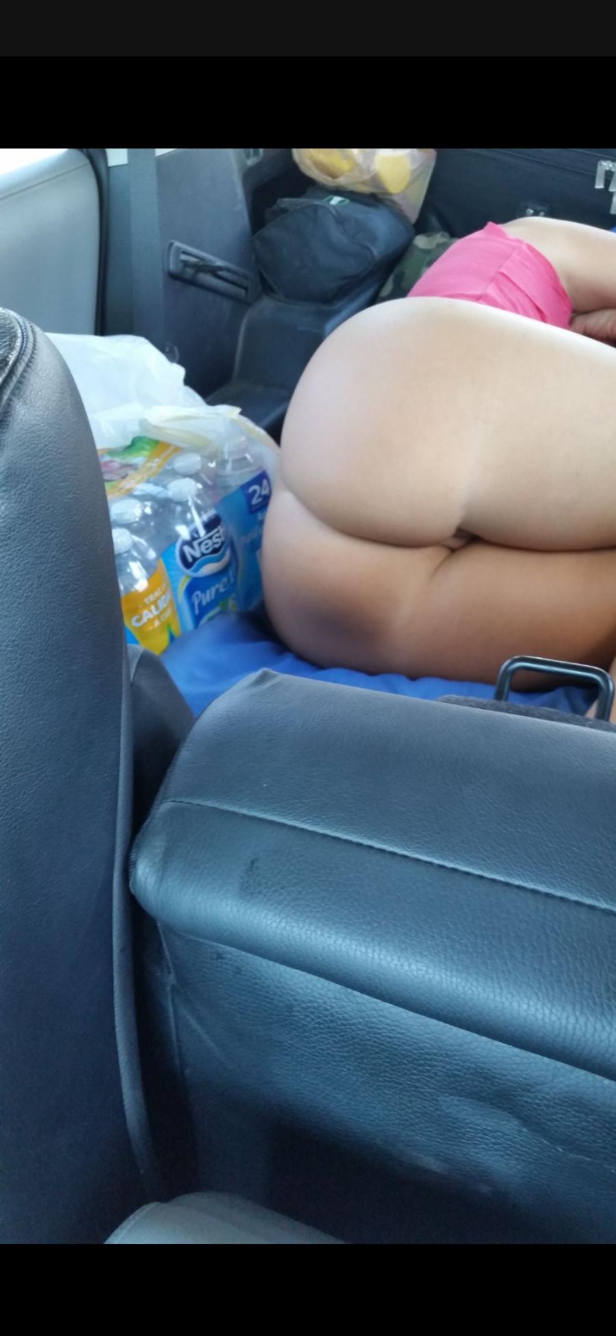 Backseat Booty! Wife's Bum in the Car
