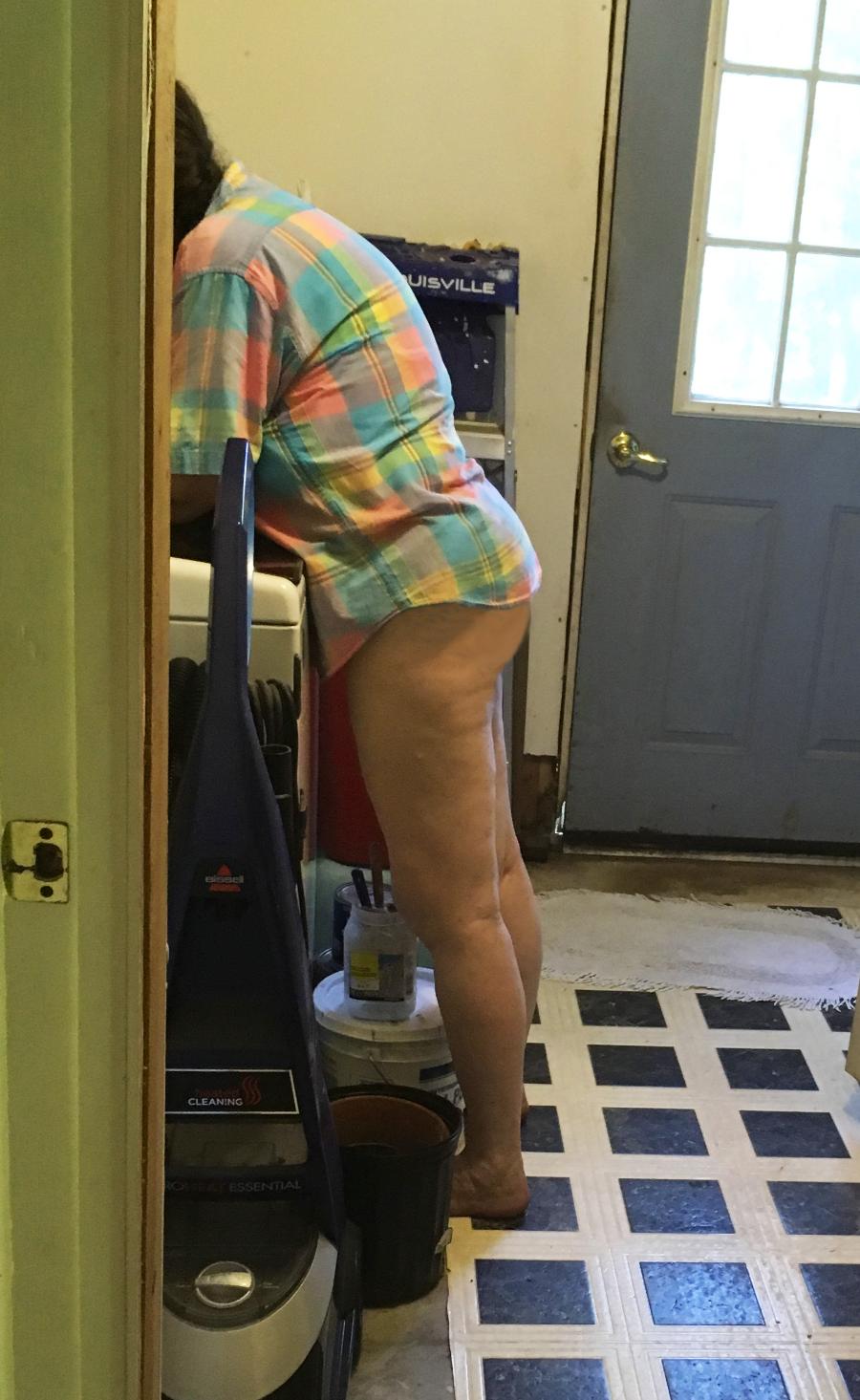 Doing Laundry on a Hot Day Bottomless - Wife