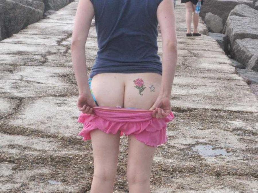 My wife public flashing on a small trip we took
