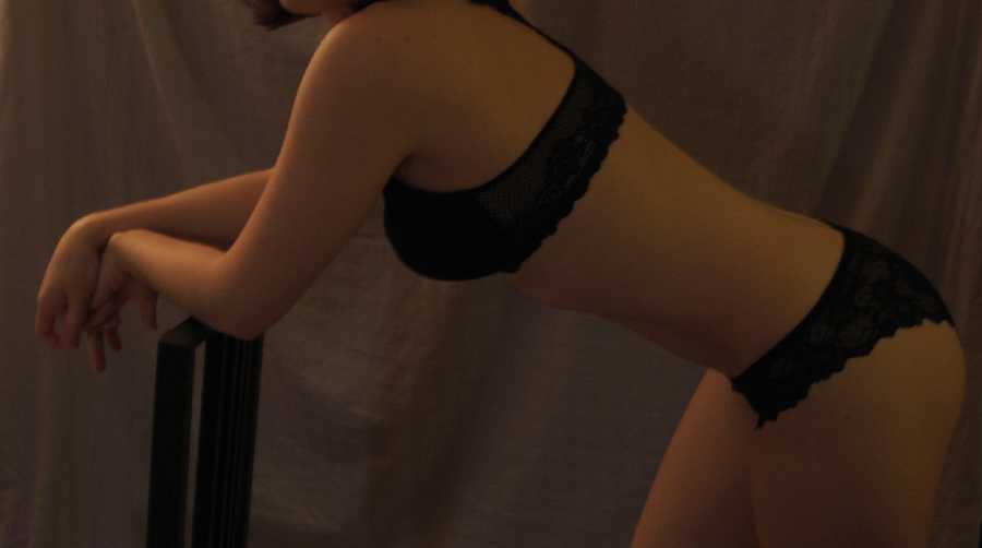 Wife bent over in Bra & Panties