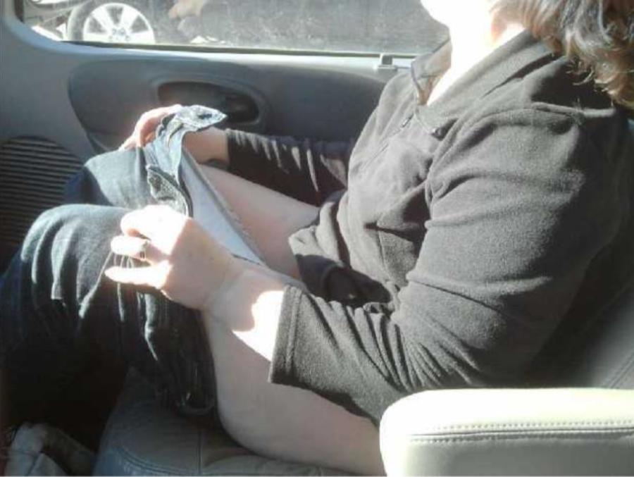 Showing Off Her Thong in the Car Dare