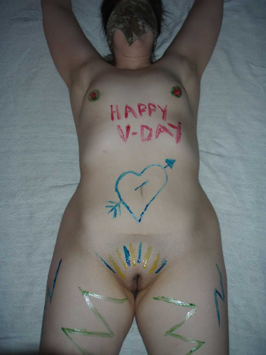 Valentine's Day Naked Body Paint on Wife