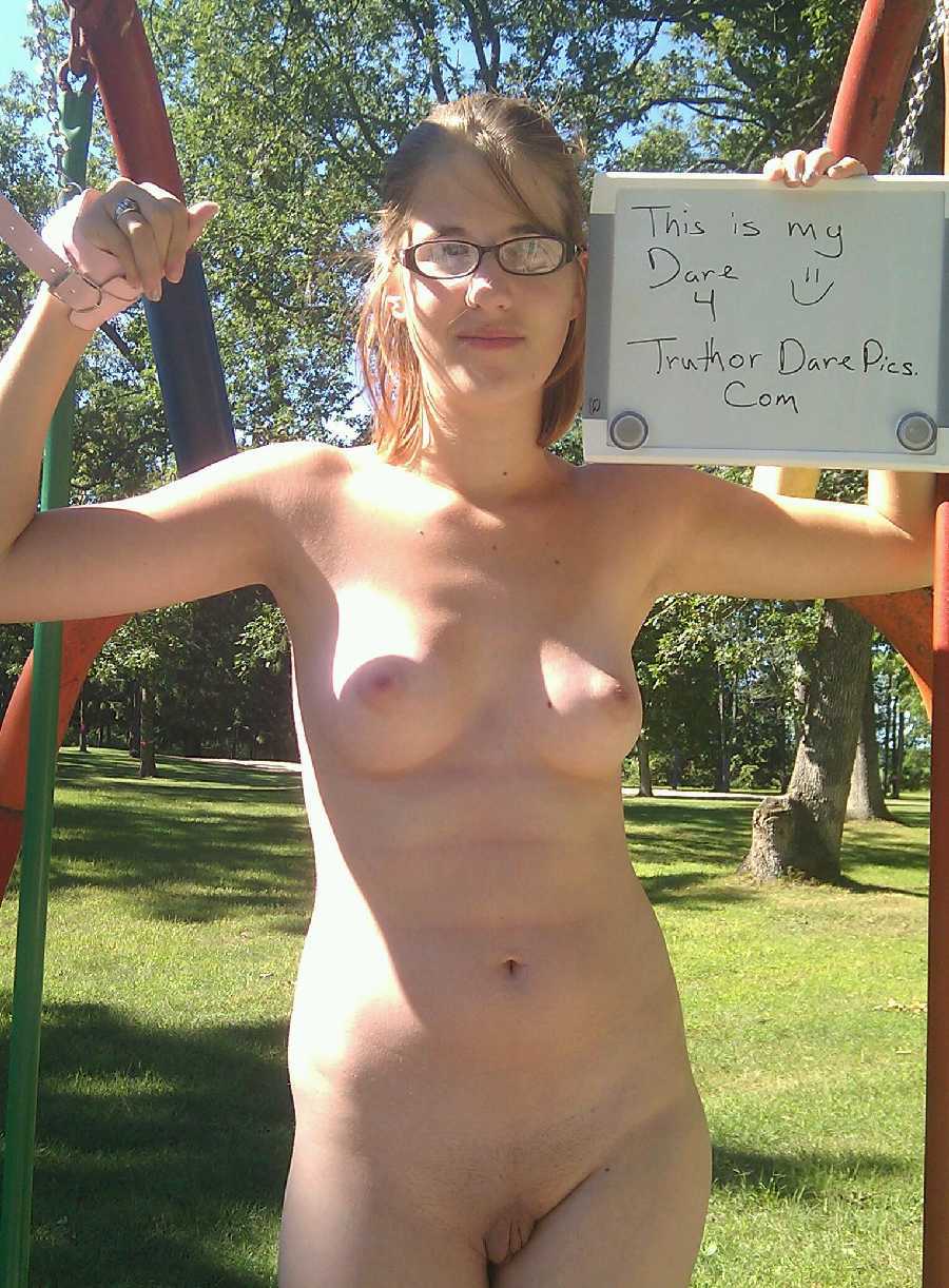Hot Real Girlfriend Tied to a Public Park Structure Naked