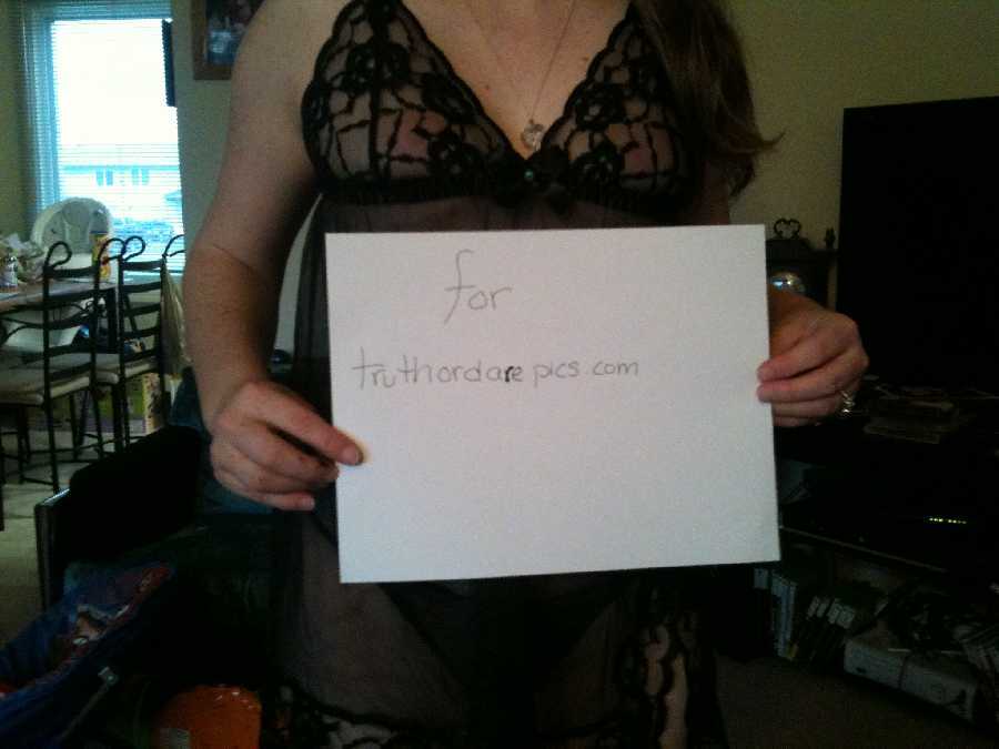 Wife in Lingerie, Young with Verification Sign - Amateur